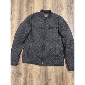 Weatherproof Vintage Mens Black Quilted Cafe Racer Moto Jacket Size Medium